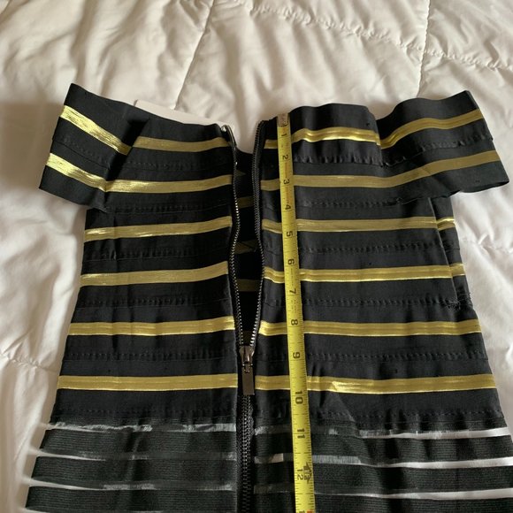 Shimmering Black & Gold Off Shoulder Top - Picture 7 of 11